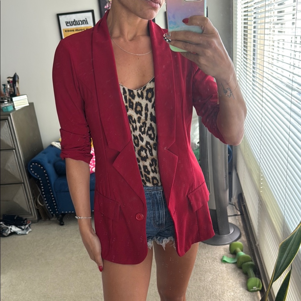 Women's Red light weight tuxedo Blazer